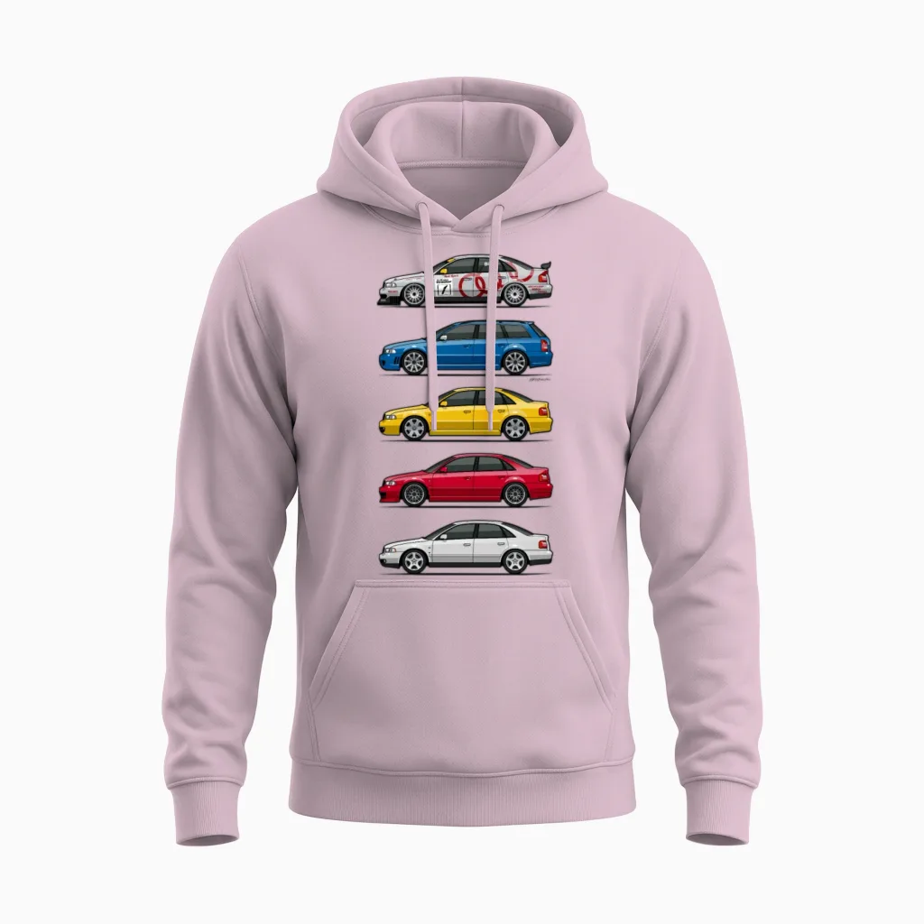 Stack of Audi A4 B5 Unisex Hoodie in Light Pink