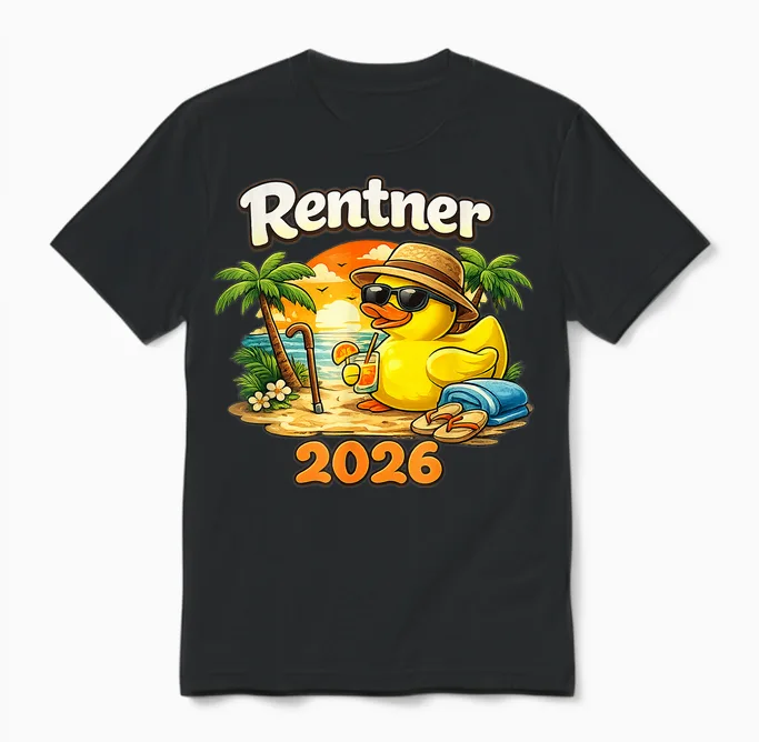 Ruhestand Pensionierung Rente 2026 Ente Rentner Unisex T-Shirt in Black