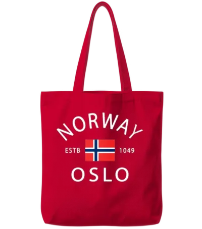Norway History Norwegian Oslo Norway Tote Bags - Red