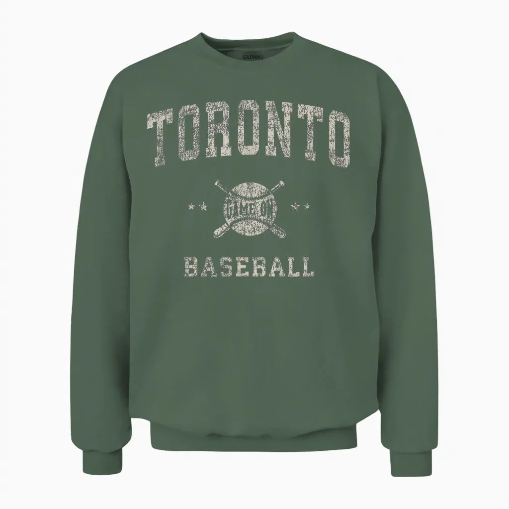 Toronto Vintage Baseball Throwback Retro Design Unisex Sweatshirt in Military Green