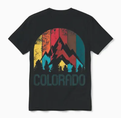 Retro Colorado Design for Men Women and Kids Unisex T-Shirt - Black