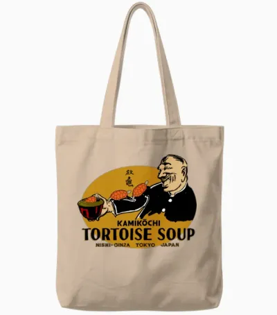 Vintage Tokyo Turtle Soup Tote Bags - Natural