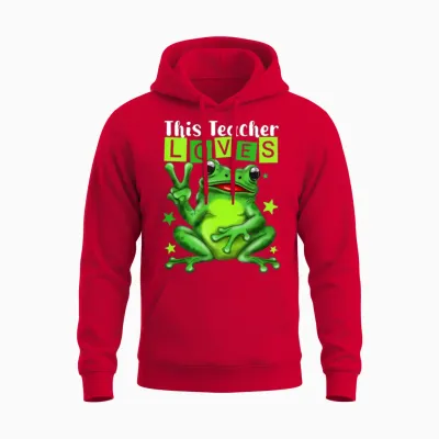 Biology Teachers: This Teacher Loves Frog Unisex Hoodie - Red