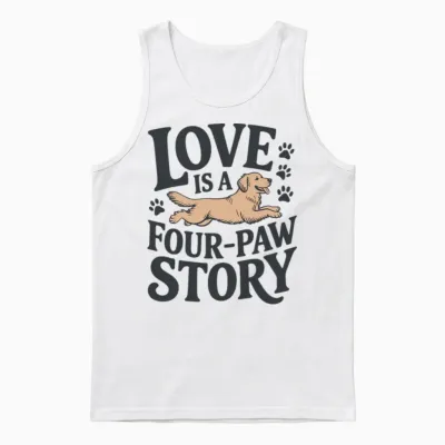 Love Is a Four Paw Story Dog Lover Tee Gift Design Unisex Tank Top - White