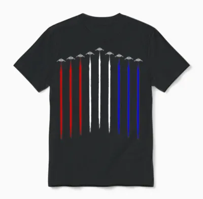 B-2 Bomber Squadron Contrails American Flag B2 Unisex T-Shirt - Black