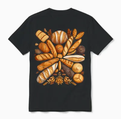 Artistic Arrangement of Bread Design Bakery Unisex T-Shirt - Black