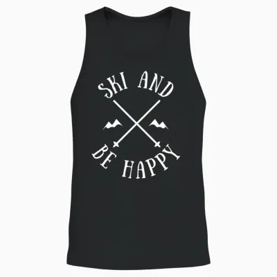 Ski and Be Happy Funny Skiing Unisex Tank Top - Black