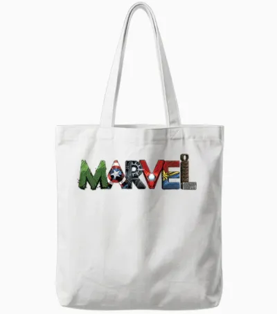 Marvel Avengers Character Text Portrait T-Shirt Small Tote Bags - White