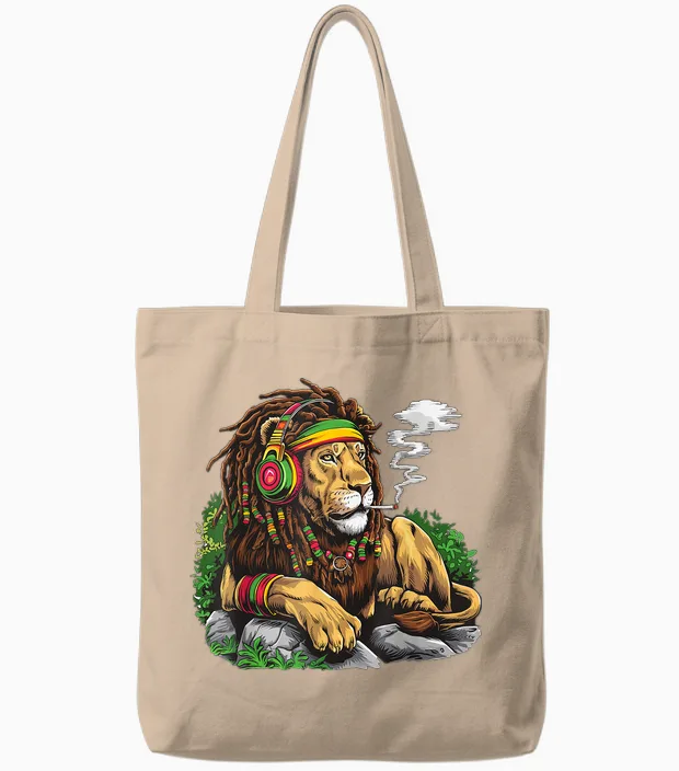 Reggae Rasta Reggae Lion Rasta Rasta Rasta T-Shirt, Black, S Tote Bags in Natural