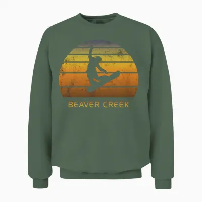 Retro Beaver Creek Colorado Snowboarding Fan Unisex Sweatshirt - Military Green