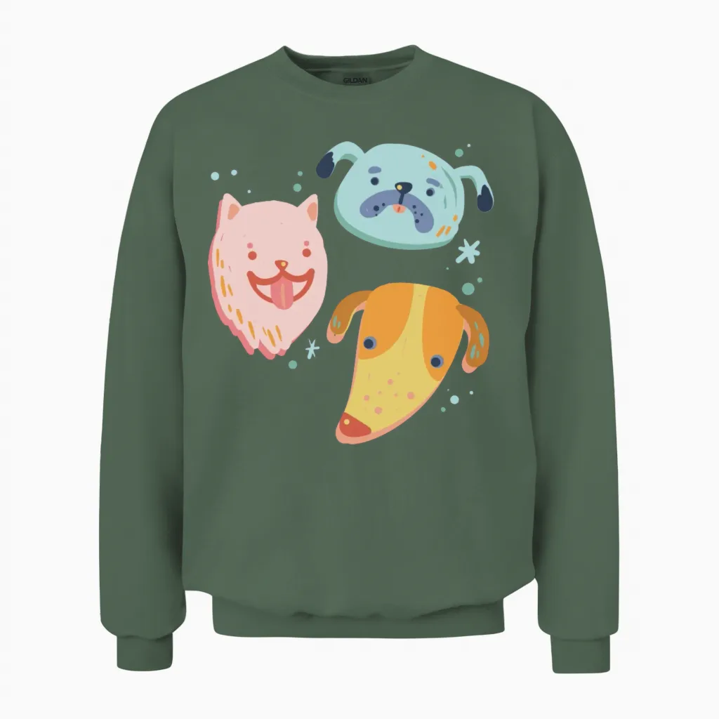Group of Dogs Dog Lovers Unisex Sweatshirt in Military Green