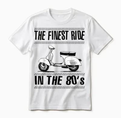 Finest Ride in the 80s Ska Reggae Mod Scooter Bicolore Unisex T-Shirt - White
