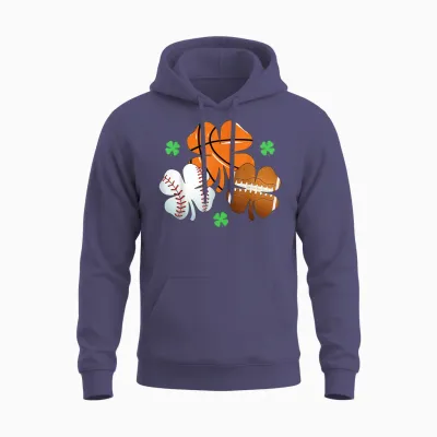 St Patricks Day Shamrock Basketball Baseball Irish Boys Men Unisex Hoodie - Heather Sport Dark Navy