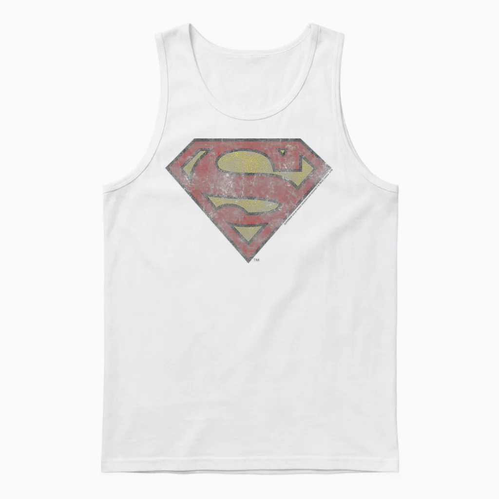 Dc Comics Superman Vintage Shield Unisex Tank Top in White