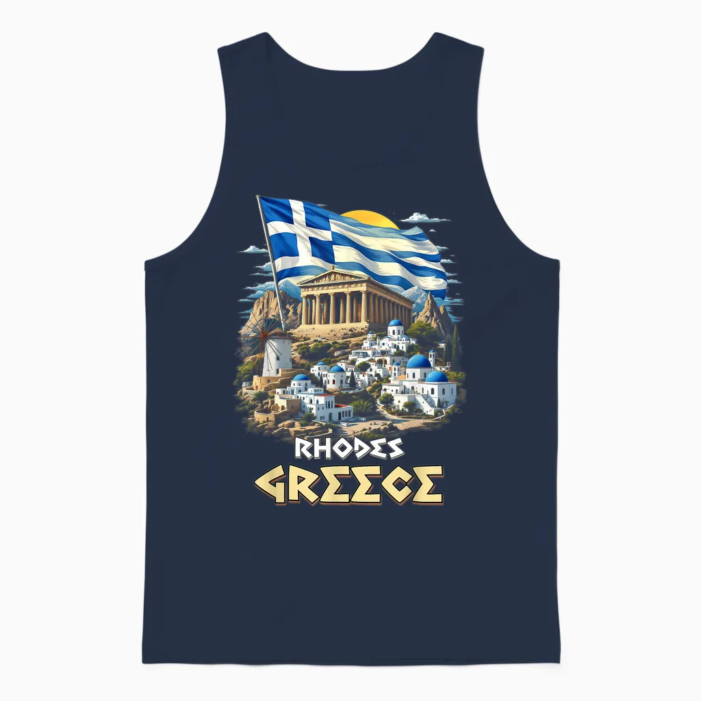 Rhodos Griechenland Flagge Rhodos Souvenir Reise Urlaub Unisex Tank Top in Navy