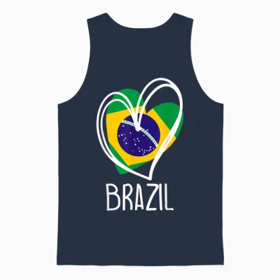 Brazilian Patriotic Flag Cute Heart Map Brazilian Girls Unisex Tank Top - Navy