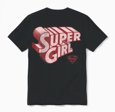 Dc Comics Supergirl Retro Logo Unisex T-Shirt - Black