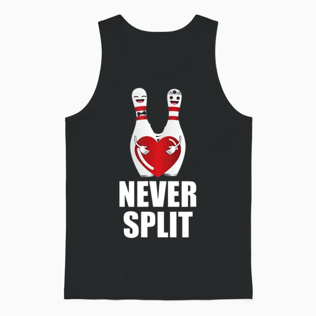 Never Split Bowling Pins Valentine S Day Couples Unisex Tank Top in Black
