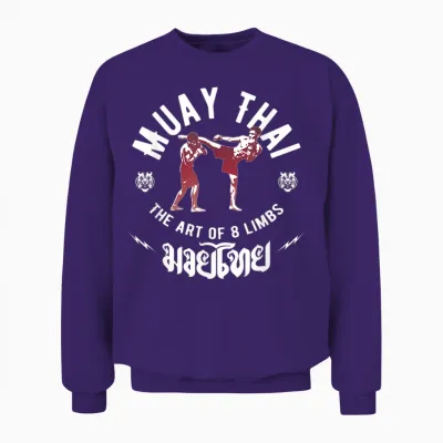 Muay Thai Gift Fight Club Men's Art of 8 Limbs Mma Fighter T-Shirt, Black Unisex Sweatshirt - Purple