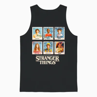 Stranger Things Main Characters Vintage Yearbook Pictures Unisex Tank Top - Black