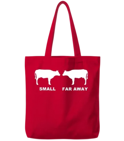 Small Cow Far Away Mens Funny Father Ted Dougal Ja Tote Bags - Red