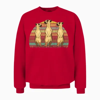Meerkat Vintage Retro Unisex Sweatshirt - Red