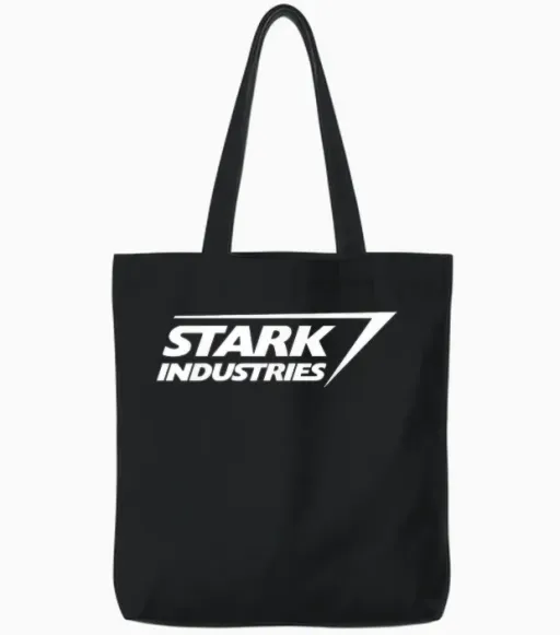 Marvel Iron Man Stark Industries Logo Tote Bags in Black