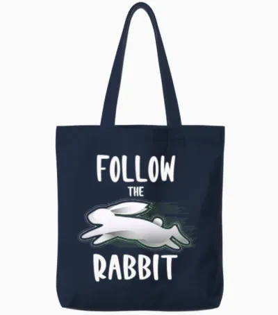 Follow the White Rabbit | Bunny Rabbit Tote Bags - Navy