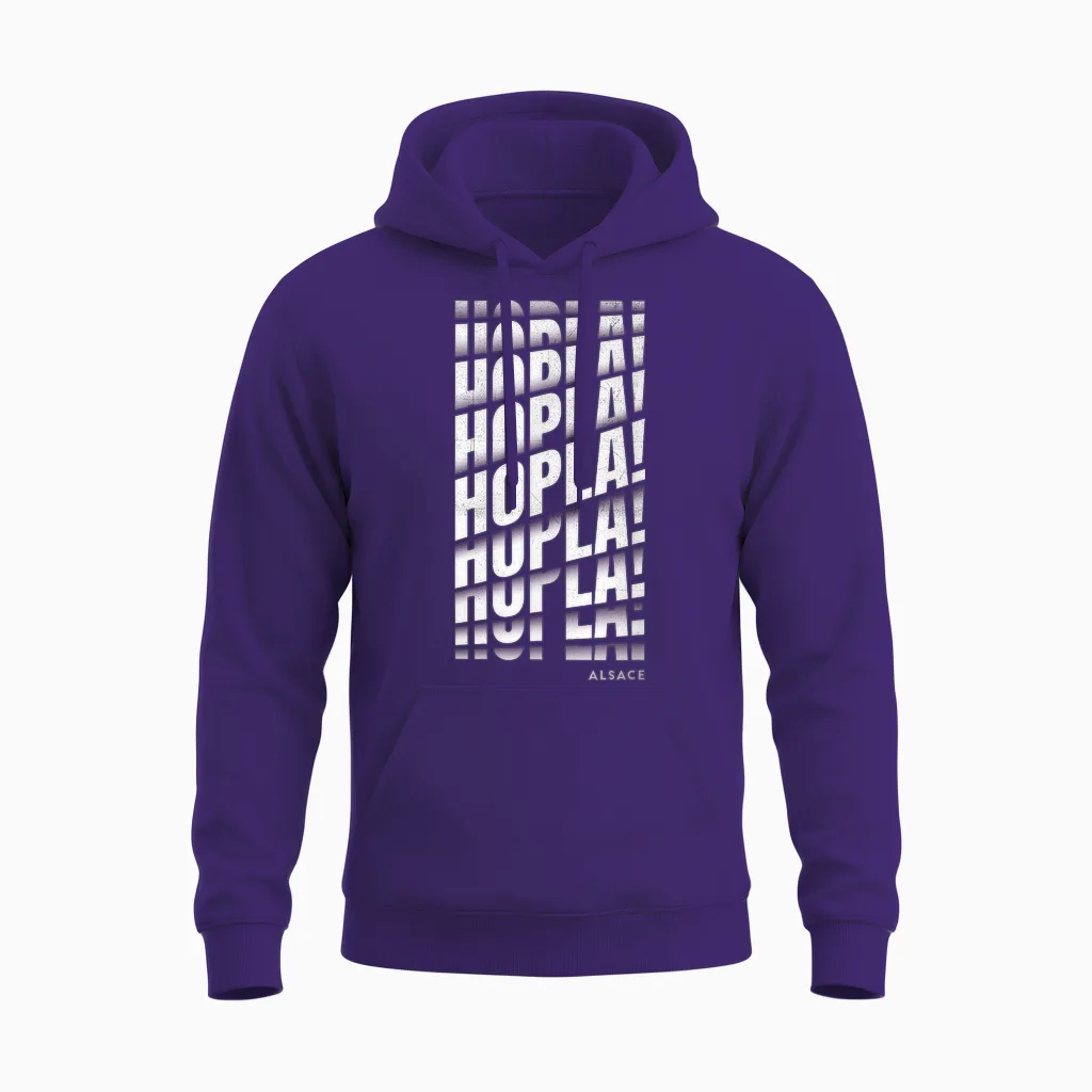 Hopla! Alsatian Vocabulary Gift Idea Alsace Alsatian T-Shirt, Black, S Unisex Hoodie in Purple