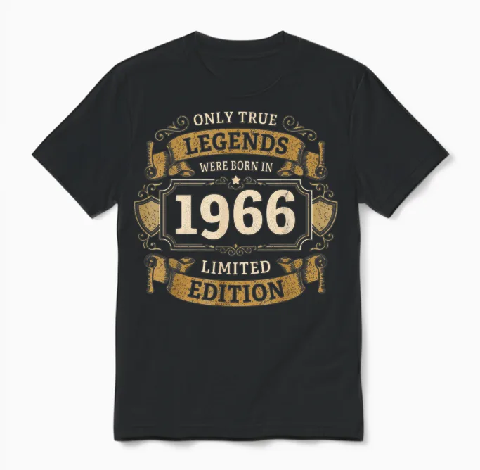Geschenk 60. Geburtstag Vintage 1966 60 Jahre Retro Unisex T-Shirt in Black