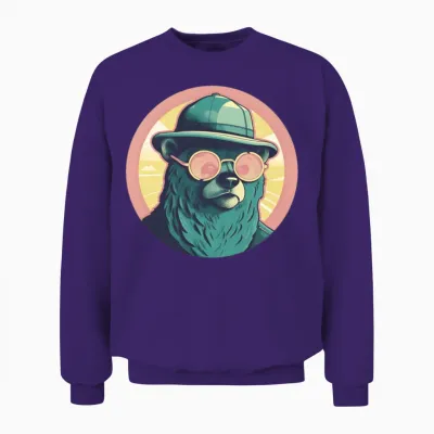Bear Lovers Retro Style Unisex Sweatshirt - Purple