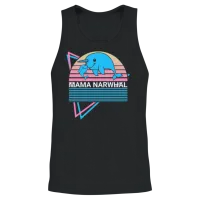 Narwhal Mama Retro — Mom Gift Unisex Tank Top - Black – 2