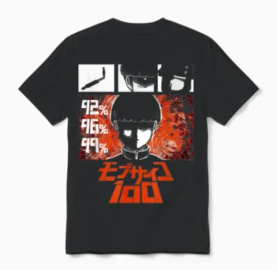 Mob Psycho 100 Emotion Power Percentage Collage Anime Unisex T-Shirt - Black