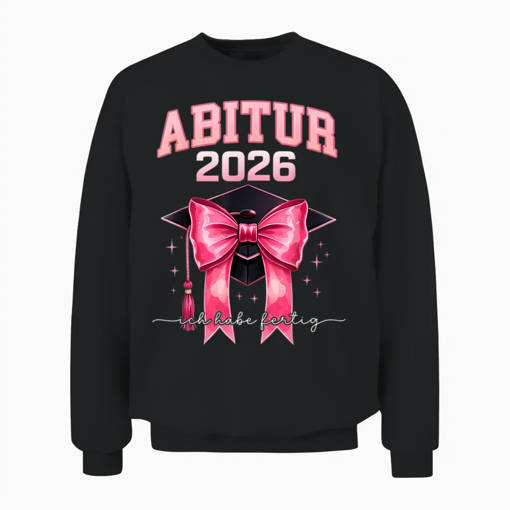 Abitur 2026 Mädchen T-Shirt Abi 2026 Ich Habe Fertig Unisex Sweatshirt in Black