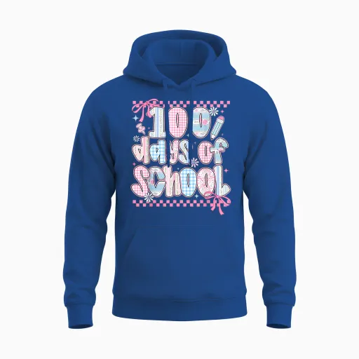 Coquette Happy 100 Days of School Girls 100th Day Teacher Unisex Hoodie - Royal