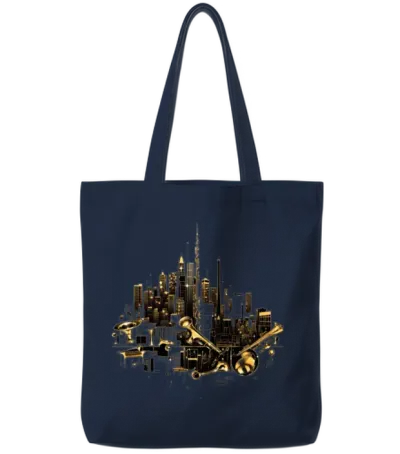 Music Musical Instrument City Skyline Musician Tote Bags - Navy