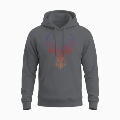 Prismatic Mandala Deer Unisex Hoodie - Charcoal