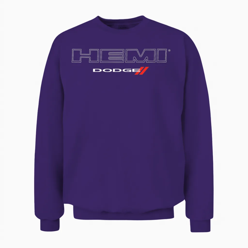 Dodge Hemi Light Wordmark Logo T-Shirt - Black, Small, Unisex, Short Sleeve, Classic Fit, Cotton Blend, Casual Modern, Automotive Theme Unisex Sweatshirt in Purple