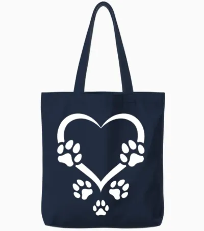 Dog Paw Heart Baby Dogs I Dog Paws Hearts Dog Paw Tote Bags - Navy