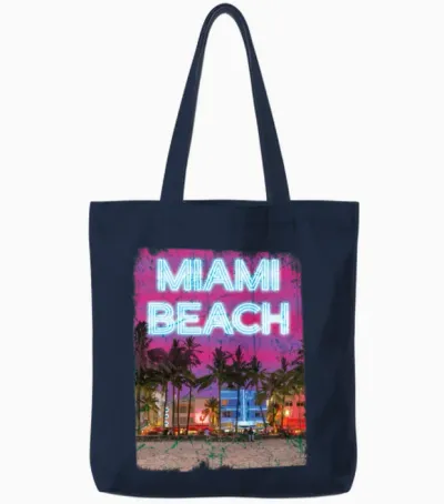 Miami 80er Retro Vaporwave Tote Bags - Navy