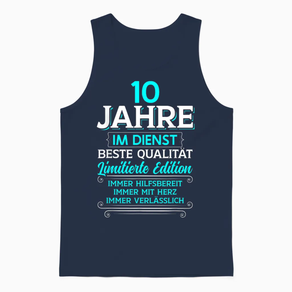 10 Year Service Anniversary Company Anniversary Work Anniversary T-Shirt, Black Unisex Tank Top in Navy