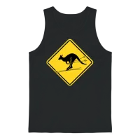 Skiing Kangaroo Warning Unisex Tank Top - Black – 1