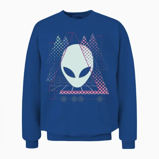 Vaporwave Alien Aesthetic Geometric Grid Scifi Spa Unisex Sweatshirt in Royal