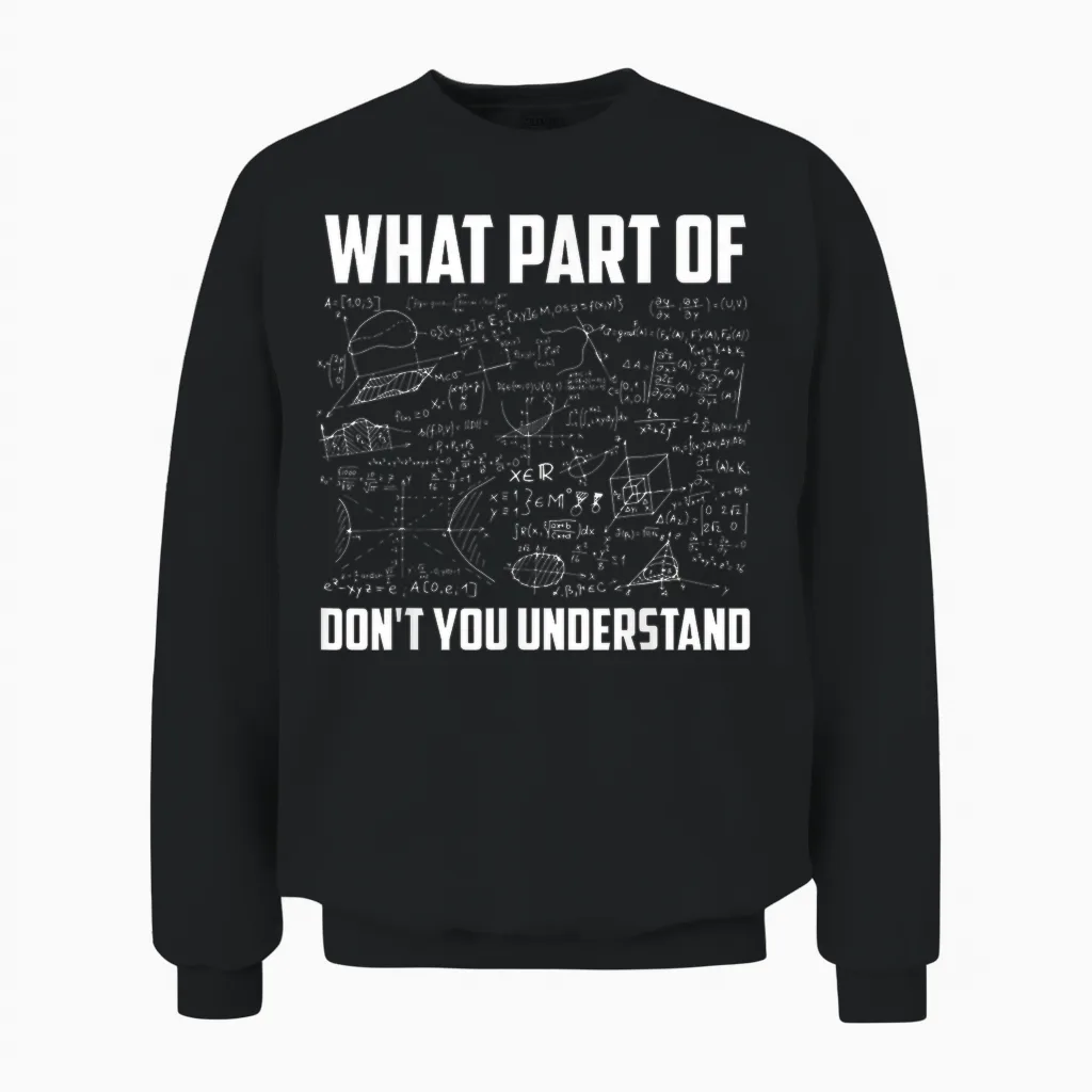 What Part of Don't You Understand | Funny Math Teacher Gift Short Sleeve T-Shirt, Black, Small, Unisex Sweatshirt in Black
