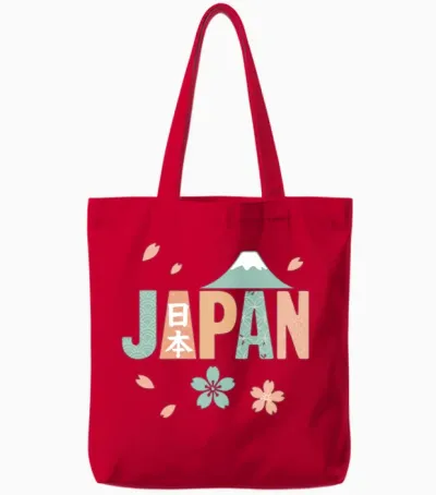 Japan - Mt. Fuji Meets Wagara Tote Bags - Red