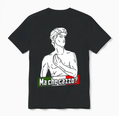 David Statue Italian Hand Gesture Italy Lover Unisex T-Shirt - Black