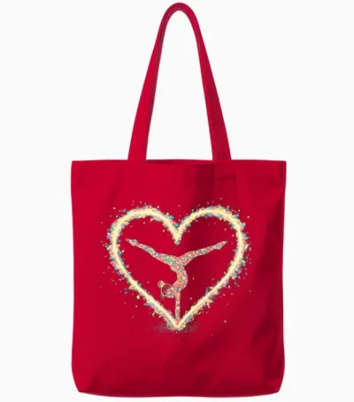 Gymnastics Gift Women's Girls Kids Rhythmic Gymnastics T-Shirt, Black Tote Bags - Red