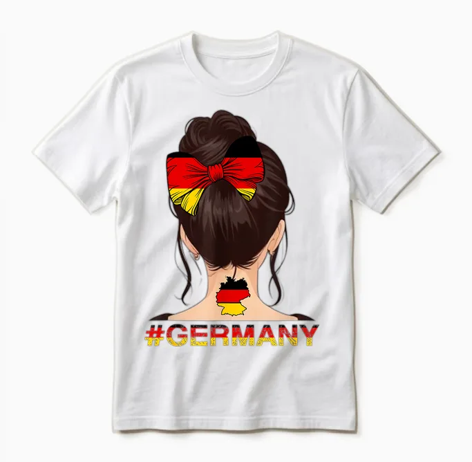 Deutsches Mädchen - Messy Bun Mit Deutschland-Flagge Unisex T-Shirt in White
