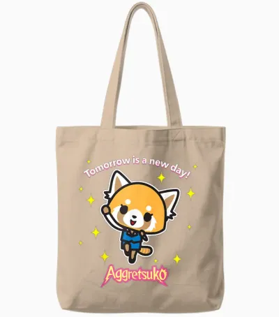 Aggretsuko "tomorrow Is a New Day" Tote Bags - Natural