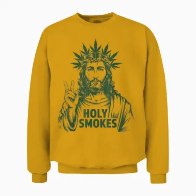 Retro Holy Smokes Jesus Marihuana Unkraut Cannabis Stoner 420 Unisex Sweatshirt - Gold